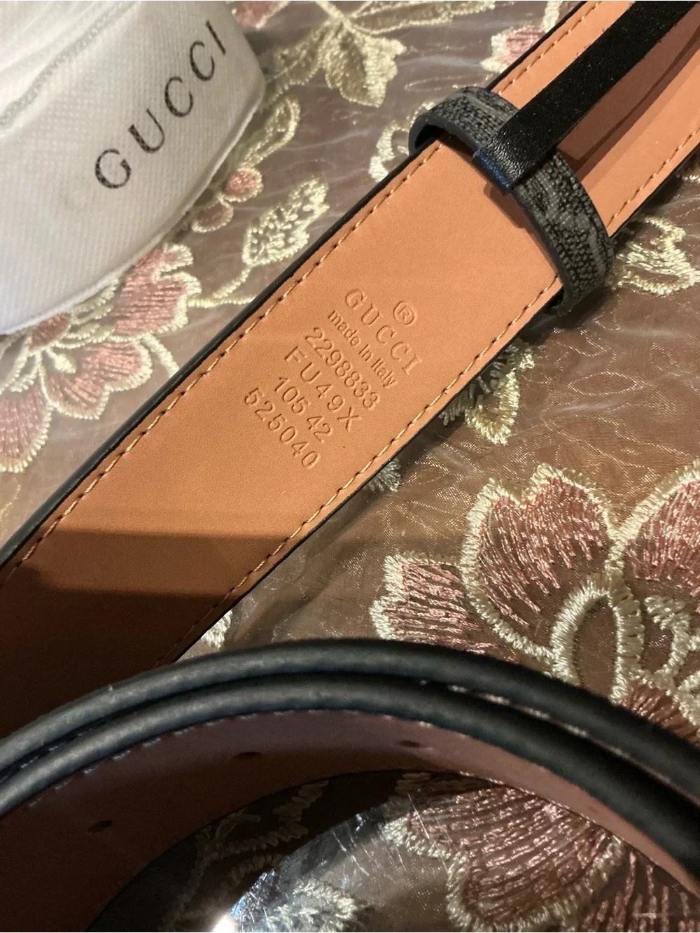 Gucci Brown GG Canvas Belt with Gold Double G Buckle